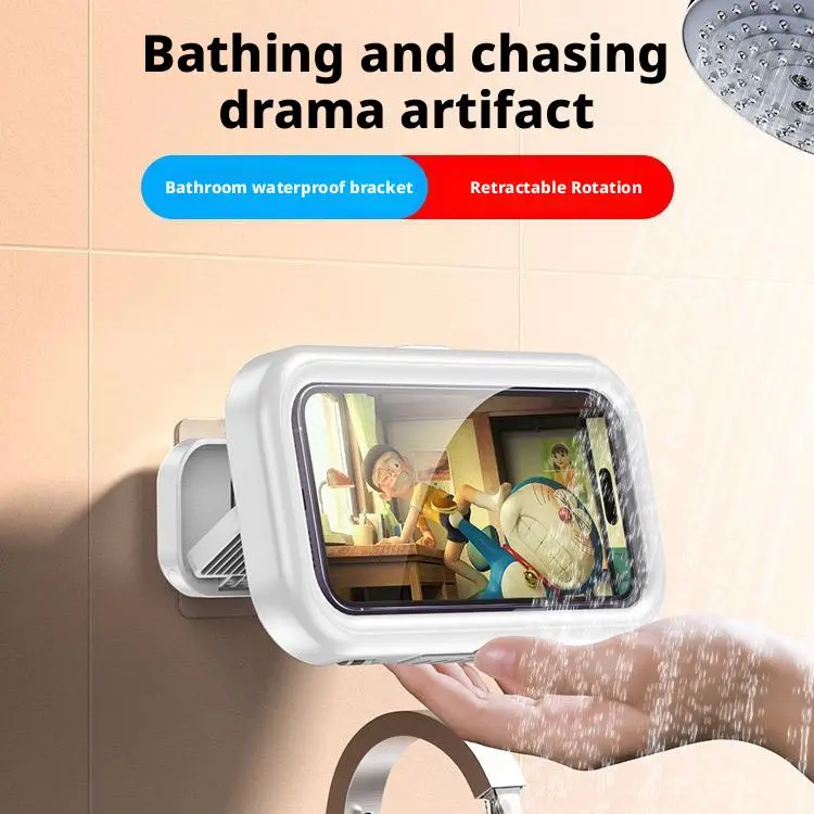 Waterproof Smartphone & Cellphone Holder for Shower, Durable Anti-Fog Phone Accessory with High Sensitivity Touch, 360° Rotation, Angle Adjustment for Mobile Devices