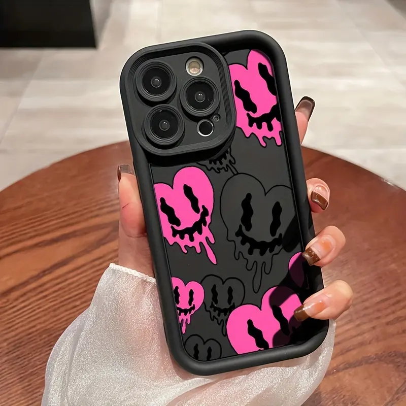 Black & Pink Printed Smartphone Casing - High-Quality Protective Cellphone Case for Handheld Devices, Compatible with iPhone 11,12,13,14,15 Pro Max,16 PLUS,17, Ideal Birthday Gift for Teenagers, Cover