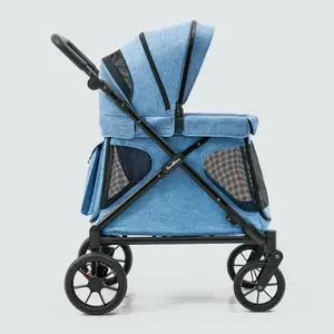 Q1 2.0 Stroller Wagon | Denim Blue, Included Rain Cover And Travel Bag