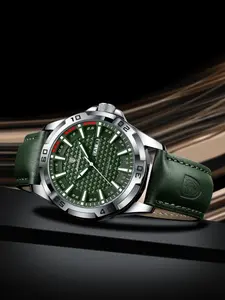 Poedagar Men's Watch Luxury Waterproof Night Light Date Calendar Watch Men's Quartz Sports Leather Leisure Watch Luminous Analog Watch