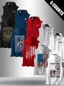 American Patriotic Hooded Sleeveless Vest, Vintage 1776 Flag Print, Sporty Loose-Fitting, Essential for Fitness and Gym Men, Sleeveless Sports Vest