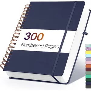 A4 Lined Spiral Journal Notebook with 300 Numbered Pages, 11" X 8.5" College Ruled Thick Journals for Writing with 100GSM Paper, Hardcover Notebooks with Contents for Work, School, Navy