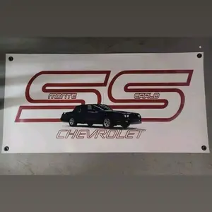 Chevrolet Monte carlo SS red Design 32x15 inch banner with rivets heavy duty