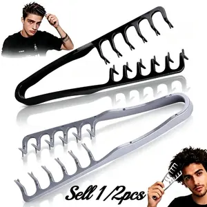 1/2 Packs Texture Styling Comb - Wide Tooth Comb for Men, Volume Curly Hair Comb, Hair Volume Tool, Ergonomic Stitched Hood, Men's Hair Styling Equipment