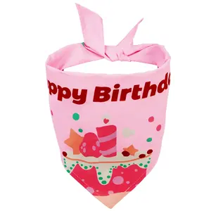 FUAMEY Dog Birthday Bandana Pink | Triangle Bibs, Blocks Cake Mess on Fur, Soft & Cute for Birthday Party | Girl Scarf