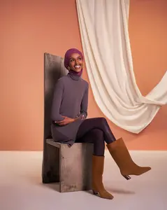 Yalla DuoSnap Hijab - Moonscape Dusty Lavender-Gray, No-Pin Jersey, Magnetic Snaps, Crown-Level Confidence, Lightweight & Breathable, Made in USA