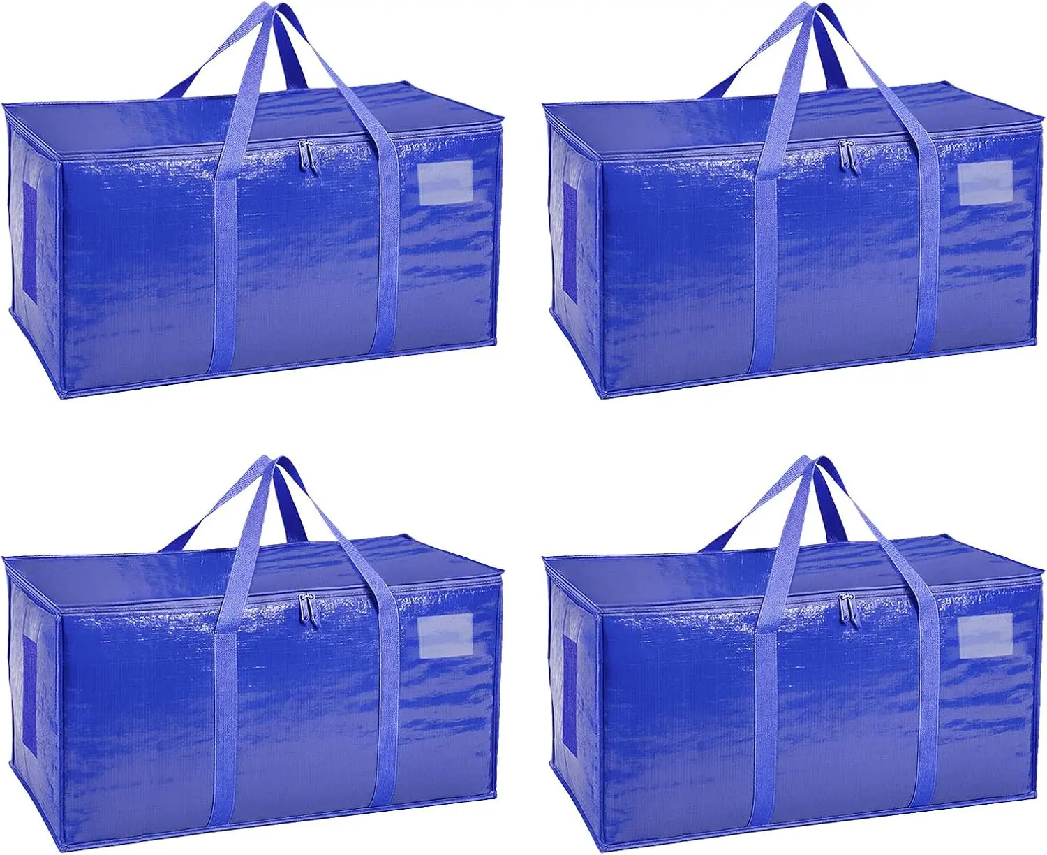 Extra Large Thick Heavy-Duty Polypropylene Storage Bag with Handles, Zip, Waterproof Foldable Design - Organiser for Seasonal Storage, College Moves, Clothes Pack (Blue), Clothes Storage Bag