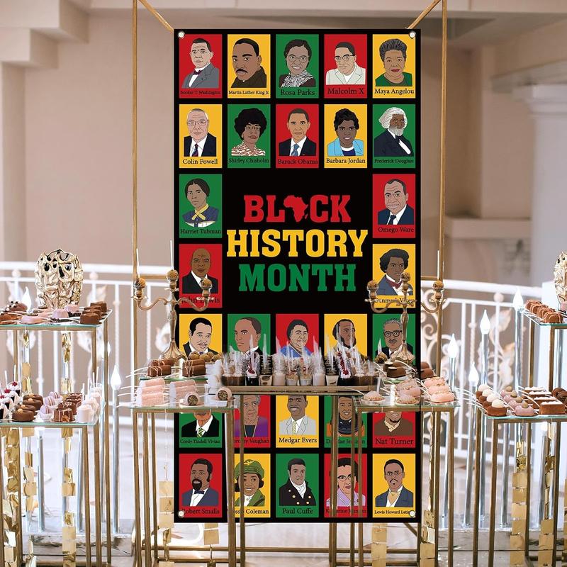 36x72in Black History Month Door Cover African American Holiday Art Posters Classroom Door Banner Photography School Home Porch Decoration