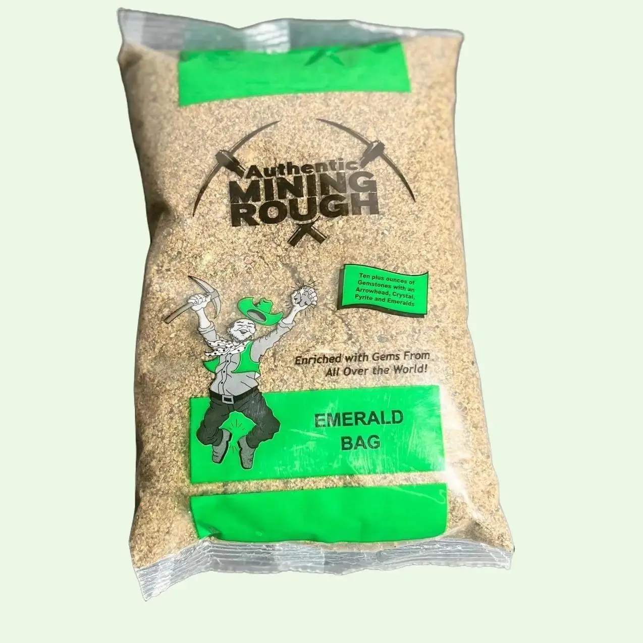 Emerald Gemstone Mining Bag, Green Bag, Cold River Mining, Kids Love Rocks