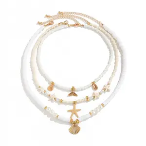 3 Pieces Sweet Sea Themed Necklaces Trendy Collarbone Chain Choker Jewelry