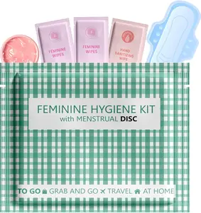 Menstrual Disc Kit with Pad – Single Pack (Green Plaid) Plastic Lightweight Teens Comfort