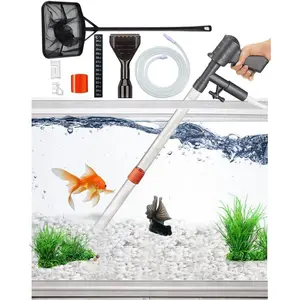 Aquarium Gravel Cleaner [2026 Edition] Vacuum Fish Tank Cleaner Tools for Aquarium Water Changer with Thermometers Fish Net Kit for Cleaning Gravel and Sand