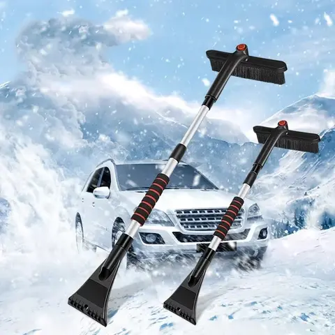 Joytutus Adjustable Extendable Car Shovel with Handle - Brush+Scraper Combo, Detachable Brush, Ice Scraper, Winter Car Care Tools for Vehicle Surface Cleaning