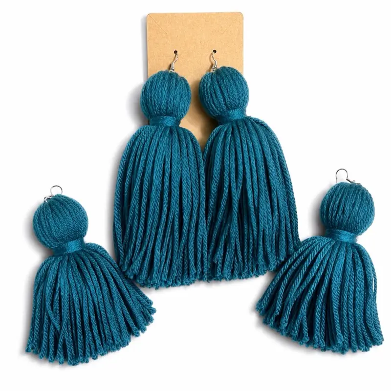 Teal Tassel Earrings