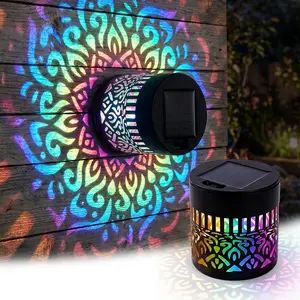 Father’s Day RGB Solar Mandala Projection Lights, Waterproof Outdoor Wall Decor for Patio & Fence