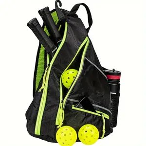 Pickleball Bag, Men's & Women's Pickleball Backpack, Tennis Baseball, Softball Bag Adjustable Sling Bag Fence Hook Large Capacity Safety Pocket