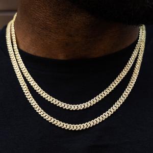 GLD Micro Diamond Prong Cuban Necklace 18k Yellow Gold-Plated 6mm Chain with CZ Diamonds 16-24" Lengths Jewelry  - Perfect Gift - DealsForYouDays