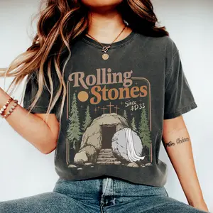 Rolling Stones Comfort Colors Shirt, Trendy Easter Clothing, Jesus Christ Shirt, Gift For Christian, Faith-Based Graphic Tee, Easter Gift