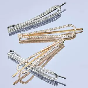 Set of 4 Rhinestone Silver and Gold Hair Accessories for Women, Stylish Hair Gems | Decorative Bobby Pins for Weddings, Party, Prom, Events or Everyday Look