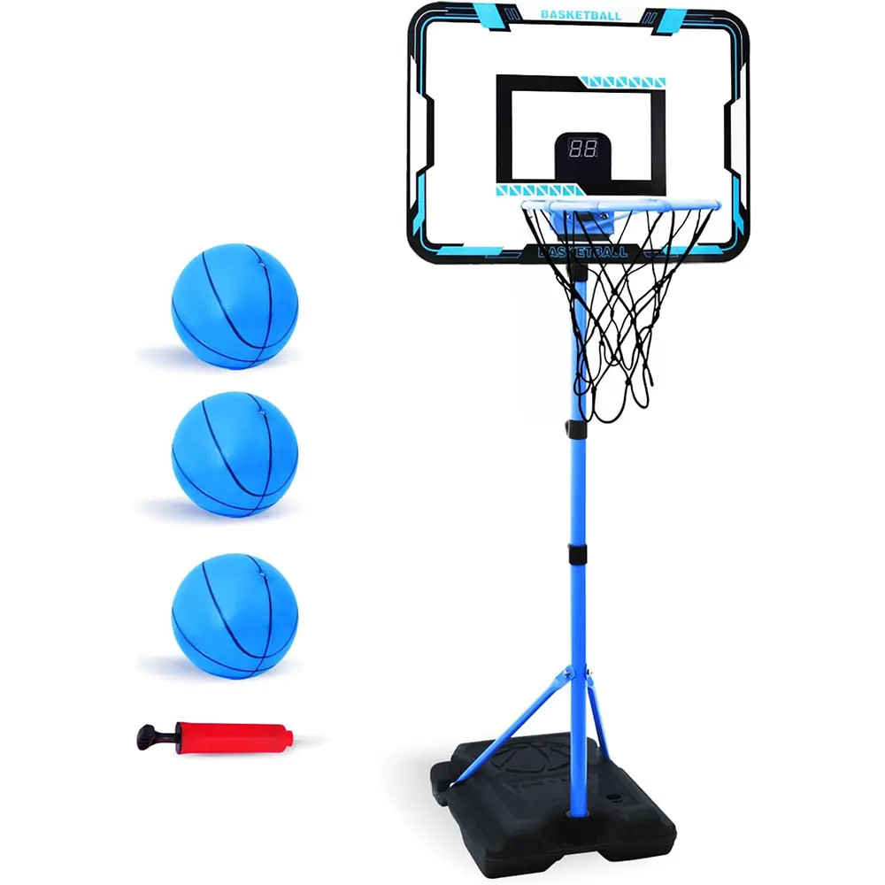 Adjustable Height Kids Basketball Hoop Stand for Boys Girls Ages 3-8, Indoor Outdoor Toddler Basketball Goal Set with 3 Mini Balls, Portable Sport Toy Perfect for Birthday Gifts