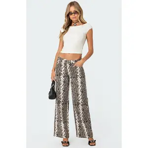 Edikted Women's Snakescale Printed Low Rise Jeans