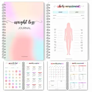 12 Months Weight Loss Journal, A5 Size Rainbow Color, Spiral Bound Planner, Body Measurement Tracker, Professional Weight Management Plan, Diet Diary