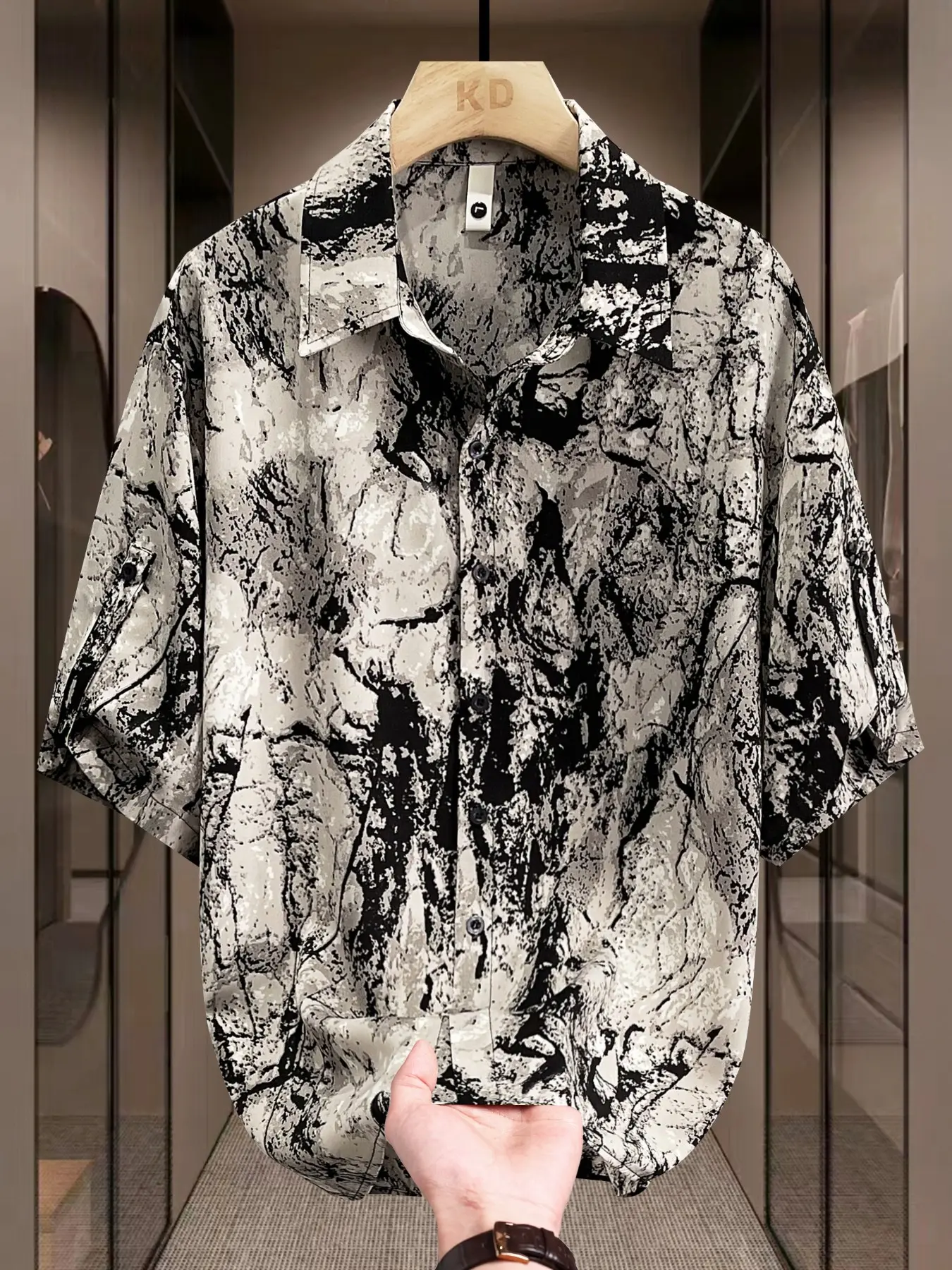 Men's Summer Print Short Sleeve Shirt, New Arrival Youth Fashion Casual Top, Single Piece Men's Clothing, Stylish Male Blouse