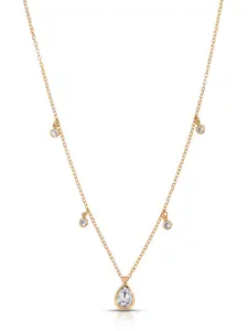 Ettika Dripping in Crystals Drop Necklace 18k Gold Plated Silver Cubic Zirconia 15" Chain with 3" Extender for Adults