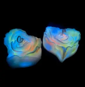 [Wildry] Rainbow Glow Heart Rose Candle | Safe Warm Touch | Scented Peel-Off Wax for Couples | Luminous Pastel Heart Rose Candle