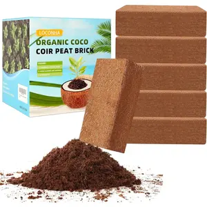 Coco Coir Bricks 6 Pack 100% Organic Peat Moss, Fiber Husk for Planting,, Potting Soil Substrate