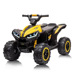 【GARVEE】12V Kids Ride-On Electric ATV with 35W Dual Motor, 4-Wheeler Off-Road 4WD Car Toy Featuring 2 Control Modes, Music, Horn, High/Low Speeds, LED Lights - Perfect Gift for Boys & Girls in Yellow