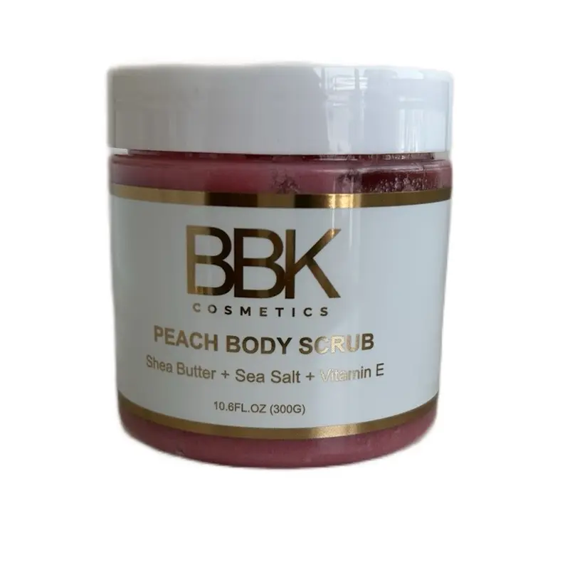 BBK Cosmetics Peach Body Scrub with Shea Butter Sea Salt & Vitamin E 10.8 FL.OZ 300G Exfoliating Formula
