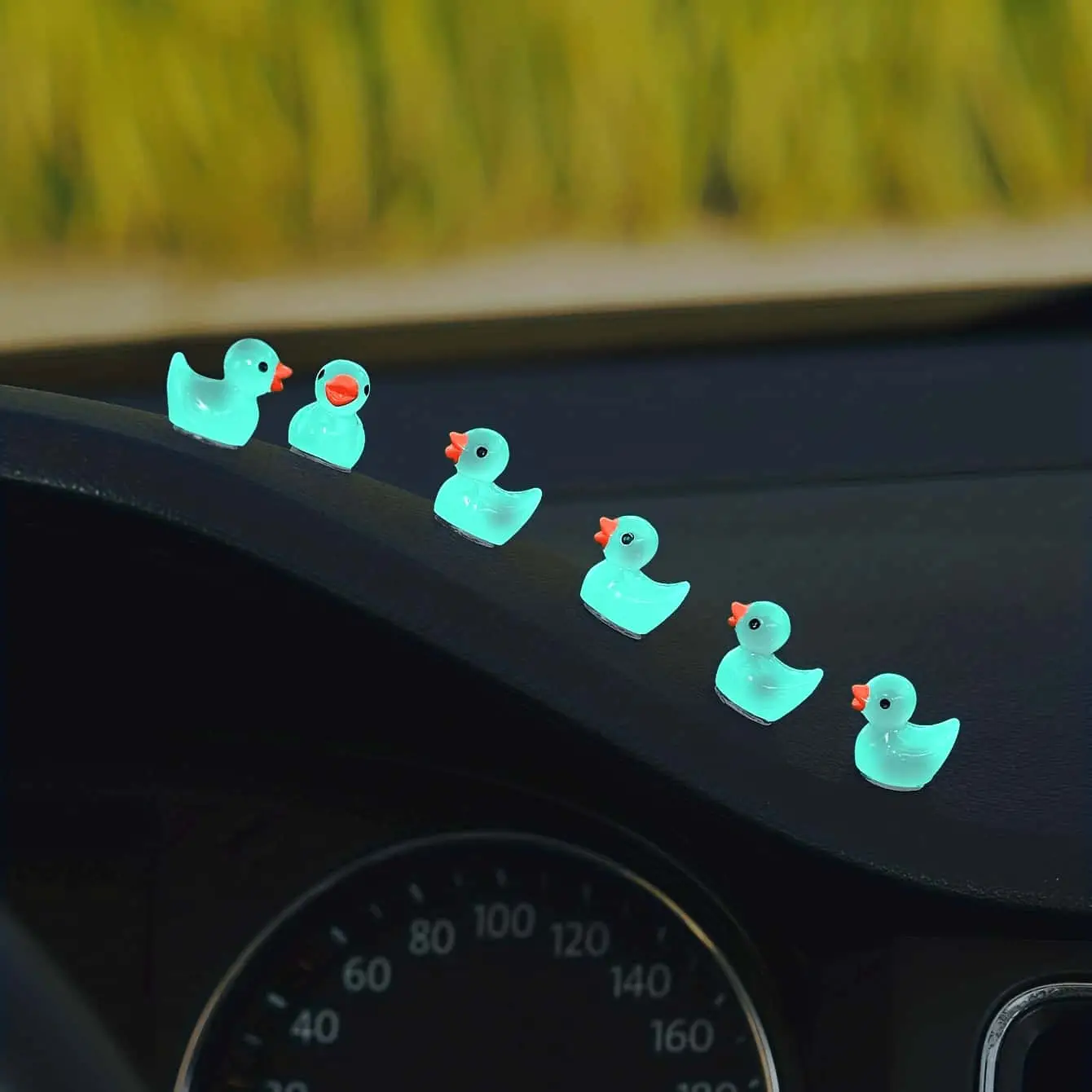 Luminous Duck Design Car Ornament, 6 Counts Cute Mini Resin Decoration, Car Interior Decoration Accessories for Car, Home, Office