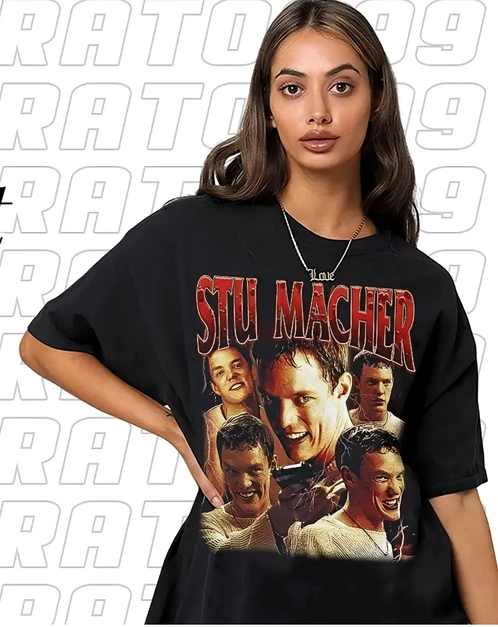 Women's Graphic T-Shirt, Vintage 90s Bootleg Style Stu Macher Scream Print, Fitted Short-Sleeve Cotton Tee, Body Fitted, Cute