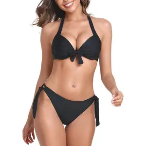 Women's Two Piece Bikini Sets Push Up Halter Bikini Bathing Suit Adjustable 2 Piece Swimsuit tie side swimsuit clothe beach water sport fathersdaygift control swimsuits color block high waist swim knicker swimdress outdoorfun