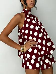 Women's Summer Fashion Party Halter Tie Backless Print Mini Dress, Slimming Sleeveless Short Skirt, Casual Chic Elegant for Home Outdoor Urban Wear, Elegant Summer Dresses