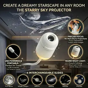 Galaxy Projector for Bedroom, HD Planetarium Star Projector with 6 Interchangeable Discs, Adjustable Focus Night Light for Kids Room Decor, Portable USB Galaxy Light for Sleep & Relaxation