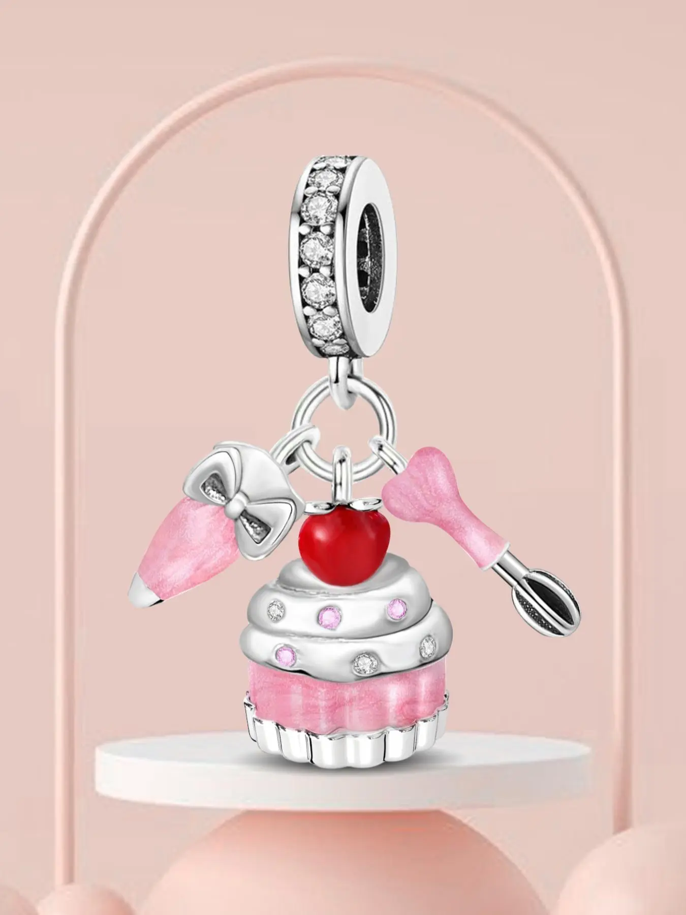 Heart & Suitcase & Lipstick & Bowknot & Cake & Wine Glass Design Charms, Cute Collectible Charm, Fashionable Jewelry Accessories for Women & Girls Beads Charms Accessories, Fashionable Accessory