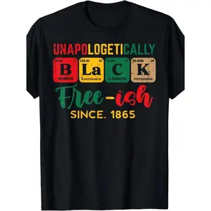 Oversized Cotton Graphic T-Shirt, Unisex Juneteenth Unapologetically Black Design, Breathable Short Sleeve Relaxed Fit Top