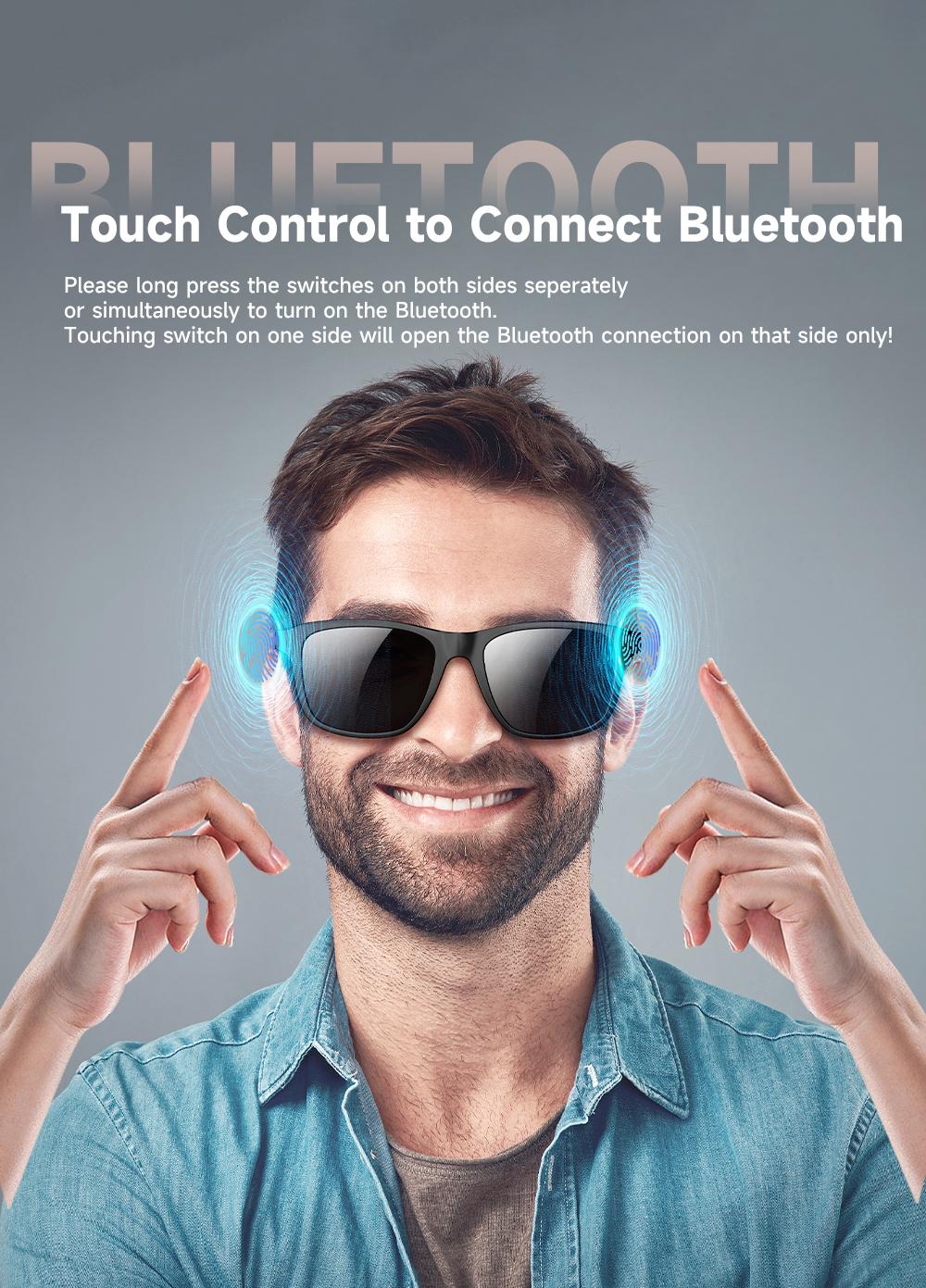 Wireless Smart Glasses with Bluetooth Audio, Open Ear Headphones Sunglasses, Hands-Free Calling, UV Protection, Long Battery Life, Perfect for Travel & Outdoor