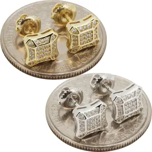 Moissanite 925 Sterling Silver 14k Gold Vermeil 7.5mm Square Screw Back Stud Earrings