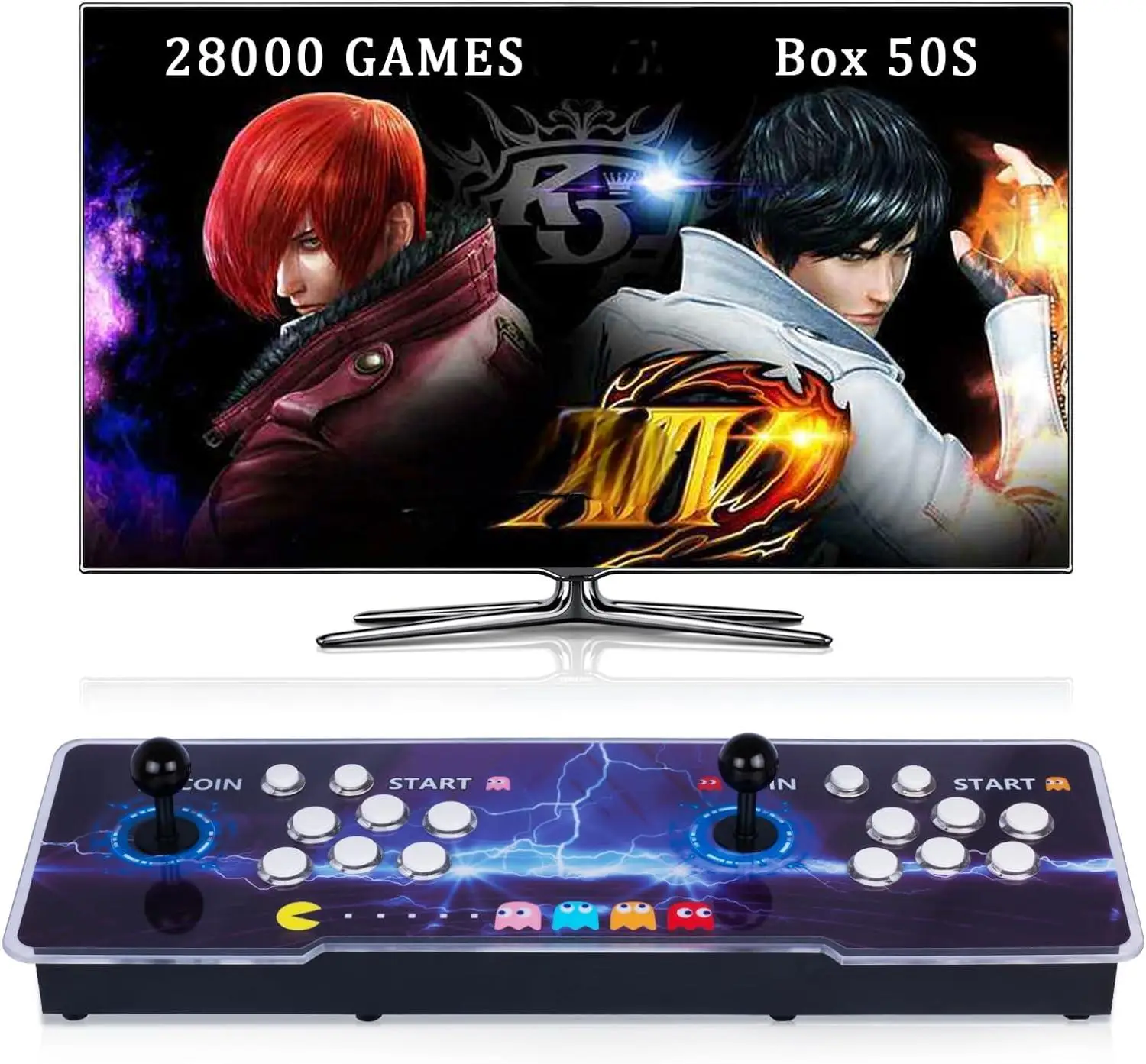 MMQ Pan-d-ora Box 90S Arcade Game Console , 1280x720 HDMI, USB Cables Included, 360-Degree Joystick, 2-4 Players, Nostalgic Gaming Experience