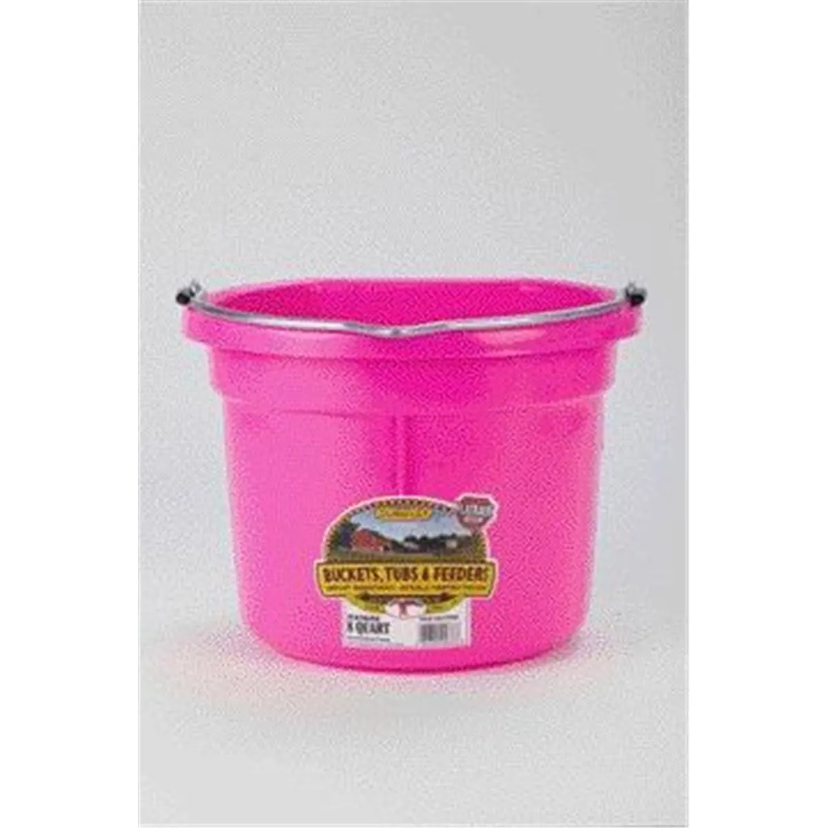 212 MAIN Impact-Resistant Polyethylene Flat Back Plastic Bucket - Hot Pink, 8 Qt (11.75" x 11.5"), Wall-Mount, Sheep Care Home Supply (Model P8FBHOTPINK), 8 Quart