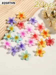 20/6Pcs Gradient Flower Hair Clips Colorful Floral Hair Pins for Girls Y2K Summer Aesthetic Hair Accessories Plumeria Duckbill Clips for Braids Ponytails