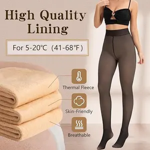 High Quality Fleece Lined Tights for Women, Warm Fake Sheer Pantyhose Leggings Thick Translucent Thermal Stockings