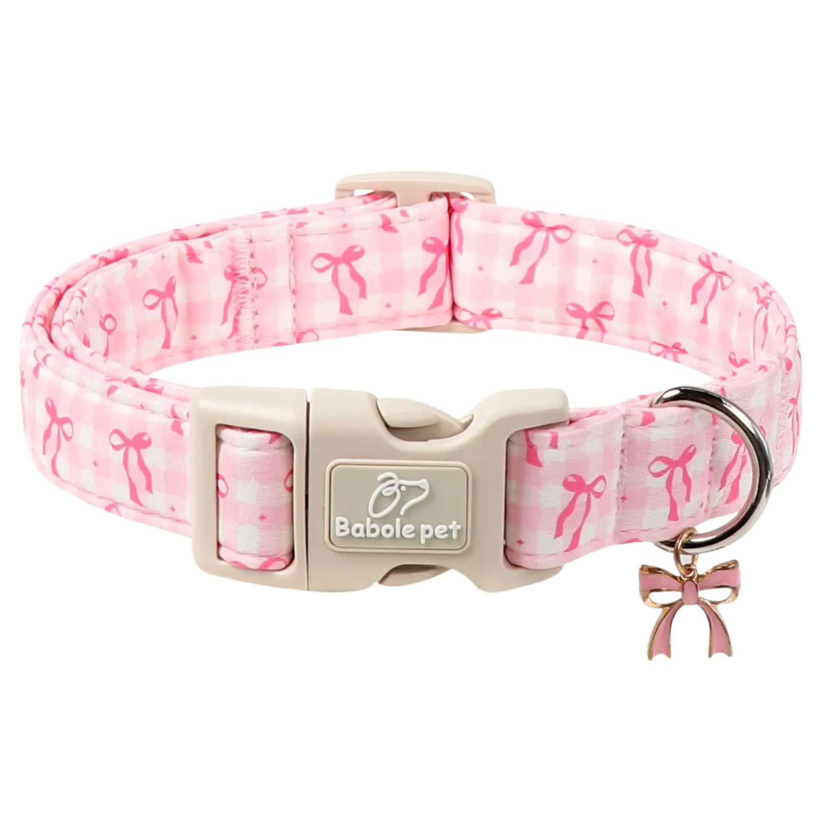 Babole Pet Cute Pink Dog Collar, Lightweight & Adjustable Puppy Accessory with Quick-Release Plastic Buckle for Small Medium Large Dogs