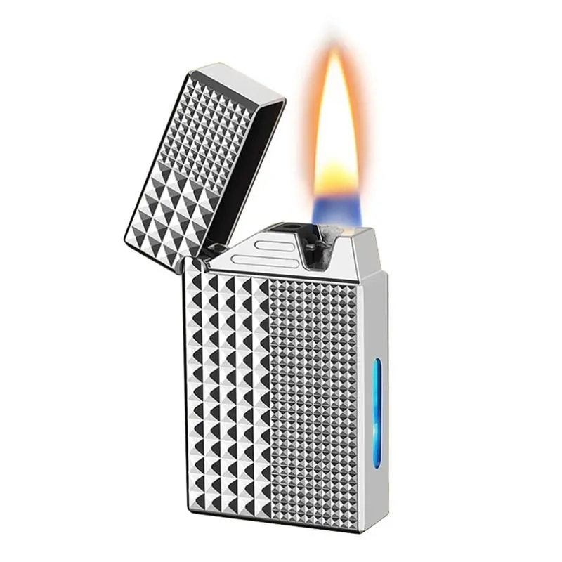Intellegent Voice-Activated Metal Lighter (Fluid Not Included) 4 Ignition Modes, USB Rechargeable – Smart Windproof Lighter for BBQ, Candles, Outdoor Use, Men's Gif