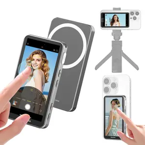 Newmowa Touchscreen Phone Vlog Selfie Monitor Screen, Magnetic Wireless Back Camera Selfie Monitor with Focus Adjustment ONLY for iPhone, Support 4K 30fps Wireless Recording for iPhone 15/16/17 TikTok YouTube Instagram