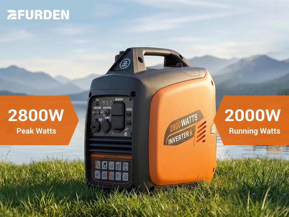 Efurden 2800-Watts Portable Inverter Generator, Gas Generators for Home Use, Camping, Super Quiet Emergency Home Backup, with Fuel Shut Off, 1.1Gal Fuel Tank, 39Lbs, EPA Compliant