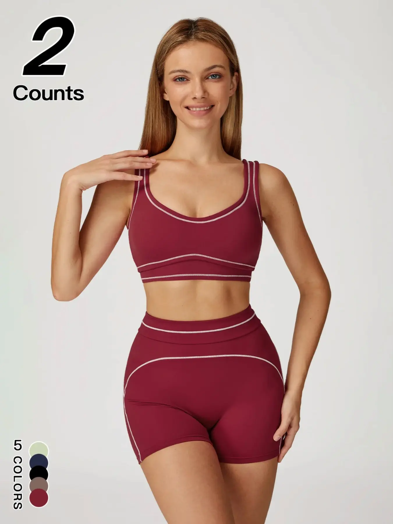 Women's Quick-Dry Tight-Fitting Colorblock Tracksuit Set, Outdoor Sports Bra High-Waisted Colorblock Sport Shorts Set, Sportswear for Indoor Outdoor Wear, Yoga Gym Workout Running Wear, Sportswear Set, Exercise Clothing Set